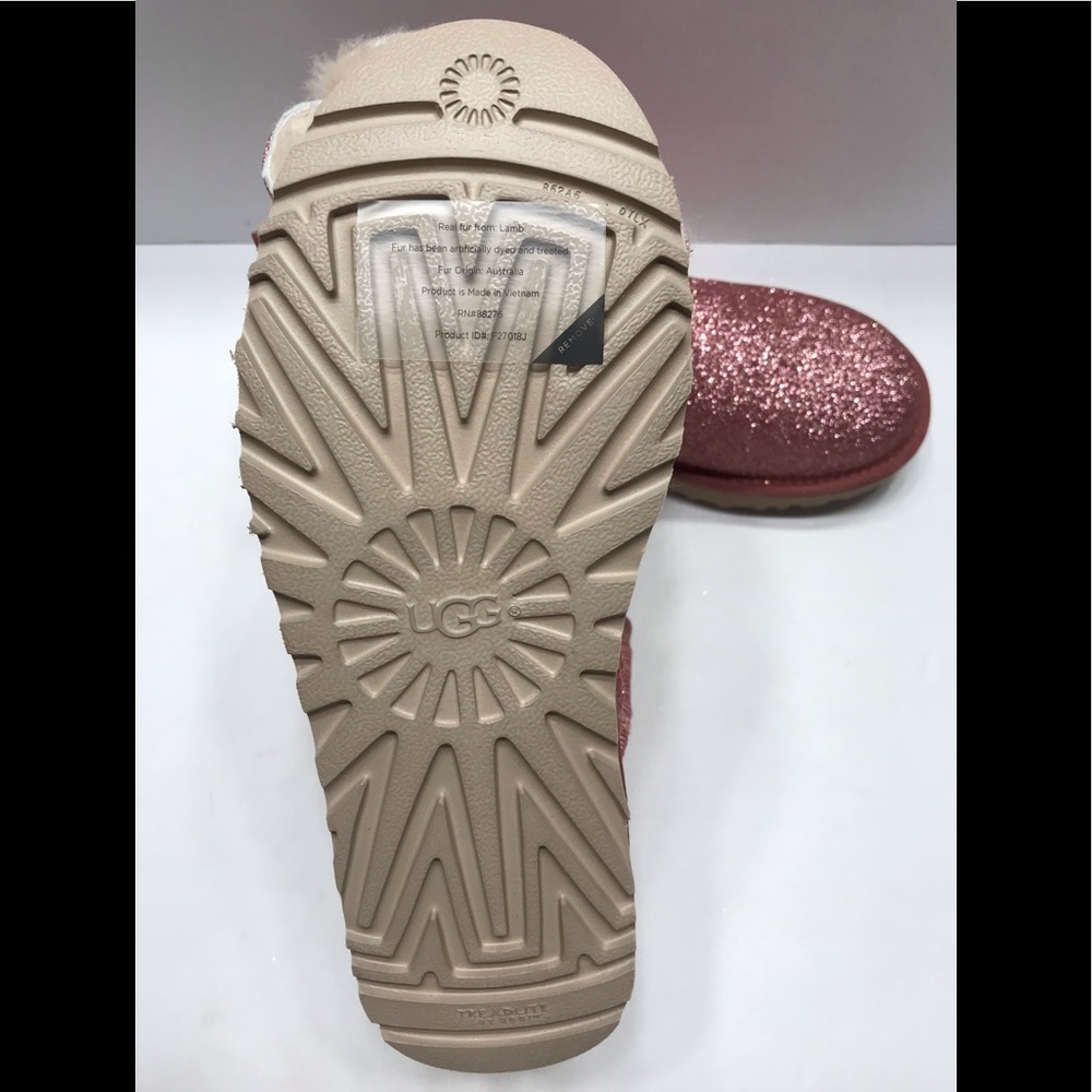 NEW UGG Mini Bailey Bow Pink Sparkle Womens Boots - Picture 5 of 8